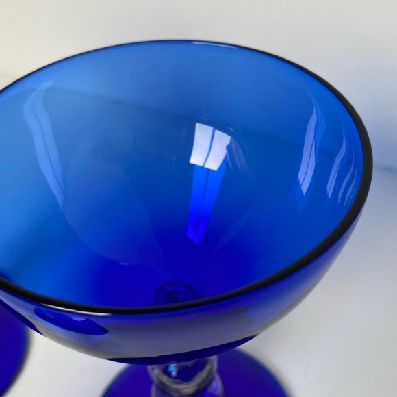 Bryce Brothers Cobalt Blue Aristocrat Wine Glass Sherbet Set of 2 of Ball Stem - Picture 9 of 11